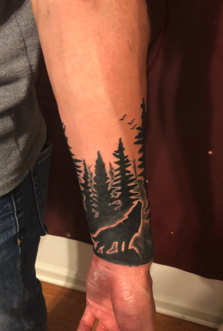 Tattoos - wolf and trees - 139379